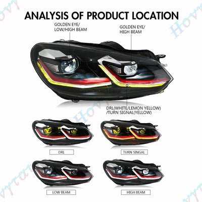 Phares LED VW Golf 6 MK6 2010-2014 - installé sur véhicule - Becquet Voiture