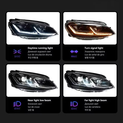 Phares LED VW Golf 7 2013-2017 DRL Dynamique TYPY - vue arrière - Becquet Voiture