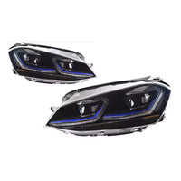 Phares LED VW Golf 7 2013-2017 DRL Dynamique TYPY - vue de dessus - Becquet Voiture