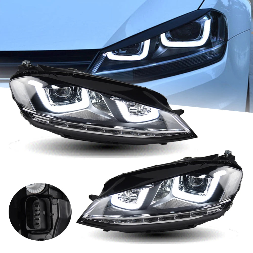 Phares LED VW Golf 7 2013-2017 - vue de face - Becquet Voiture