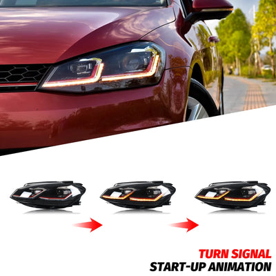Phares LED VW Golf 7.5 MK7.5 2018-2021 (réf. 2) - installé sur véhicule - Becquet Voiture