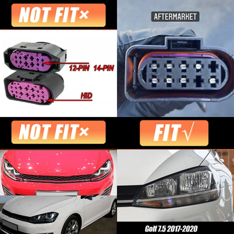 LED Headlights VW Golf MK7 2017-2020 - rear view - Becquet Voiture