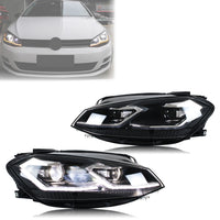 LED Headlights VW Golf MK7 2017-2020 - front view - Becquet Voiture