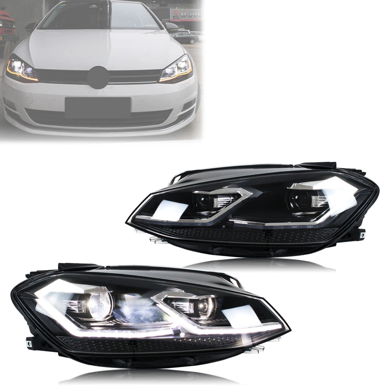 LED Headlights VW Golf MK7 2017-2020 - front view - Becquet Voiture