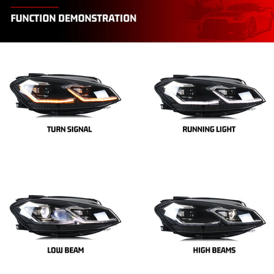 Phares LED VW Golf MK7 2017-2020 - vue de trois-quarts - Becquet Voiture