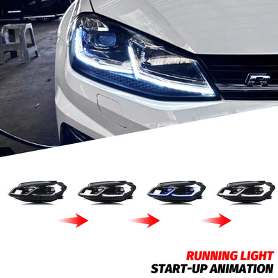 Phares LED VW Golf MK7.5 2017-2020 Halogène Non GTI V3 - installé sur véhicule - Becquet Voiture