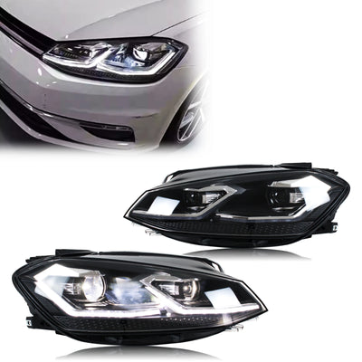 Phares LED VW Golf MK7.5 2017-2020 Halogène Non GTI V3 - vue de face - Becquet Voiture
