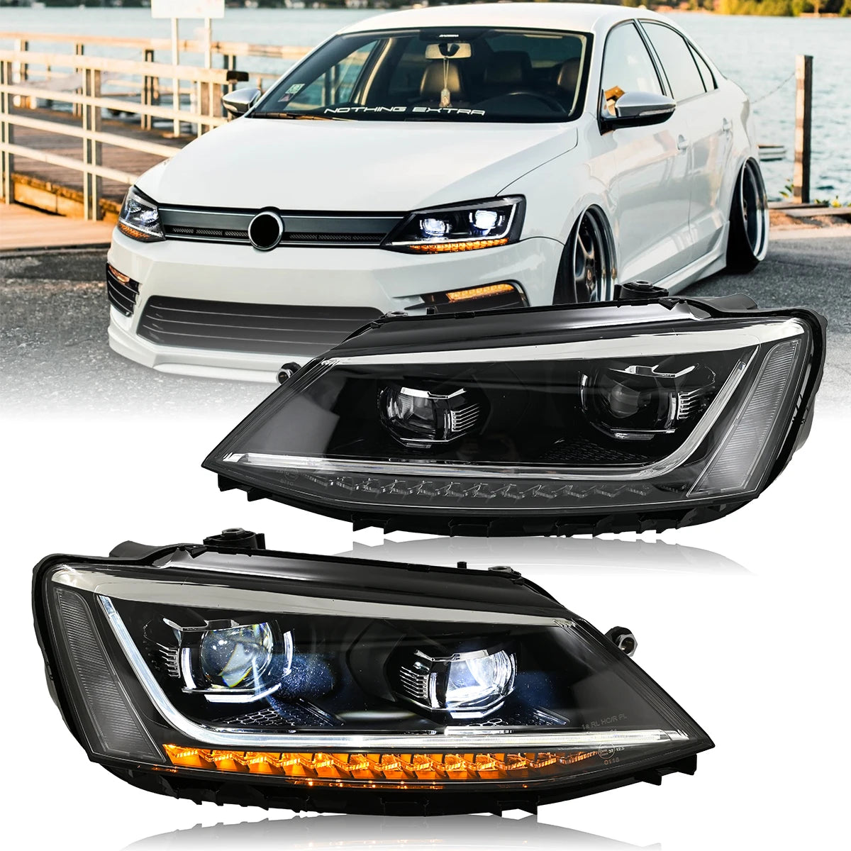 Phares LED VW Jetta 6 2011-2018 - vue de face - Becquet Voiture