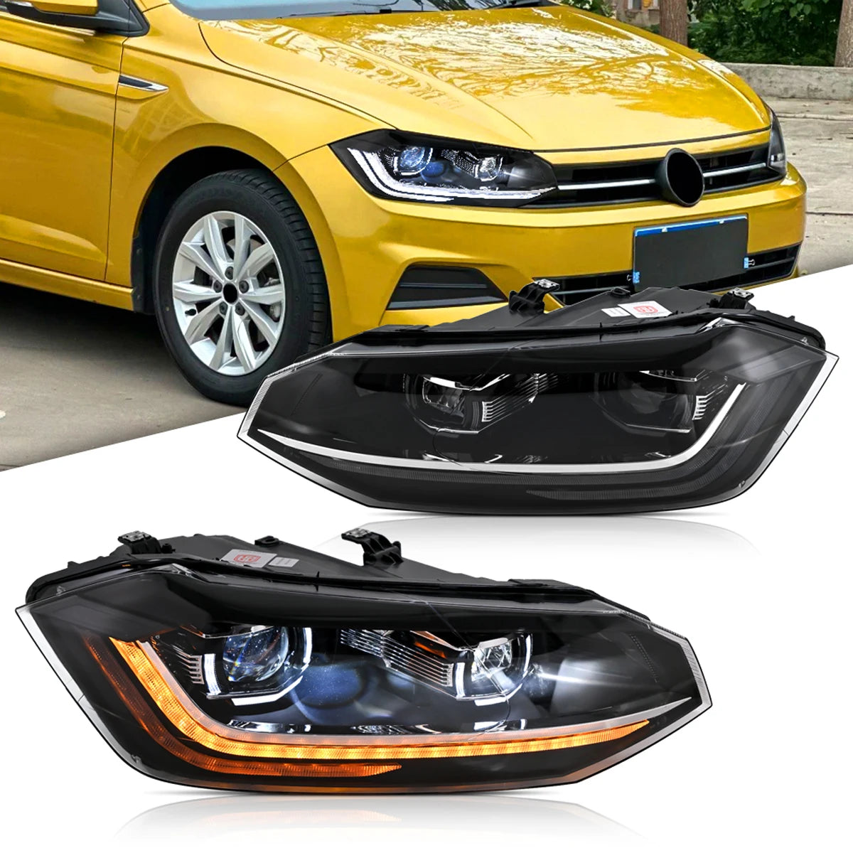 Phares LED VW Polo 2019-2022 - vue de face - Becquet Voiture