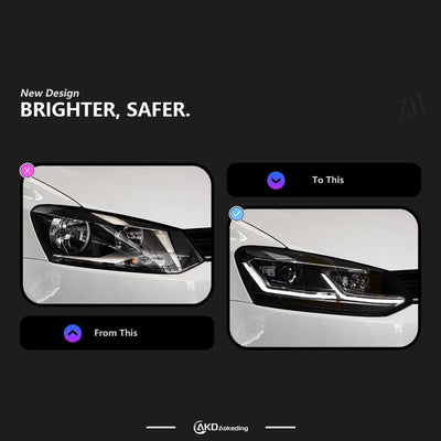 Phares LED VW Polo V 2011-2018 - vue de profil - Becquet Voiture