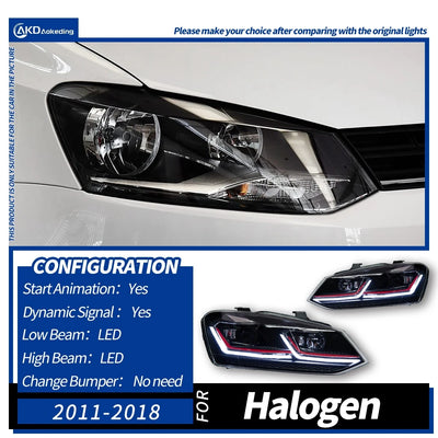 Phares LED VW Polo V 2011-2018 - vue rapprochée - Becquet Voiture