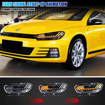 Phares LED VW Scirocco 3 2009-2017 - vue de trois-quarts - Becquet Voiture