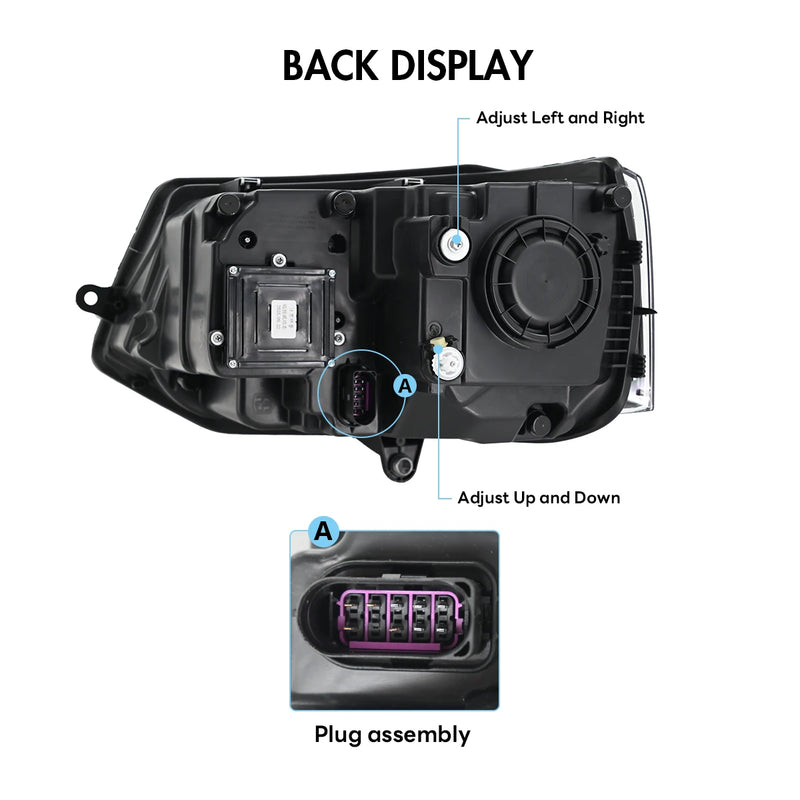Phares LED VW T5.1 2013-2015 T6 2016-2019 Projecteur LED - packshot studio - Becquet Voiture