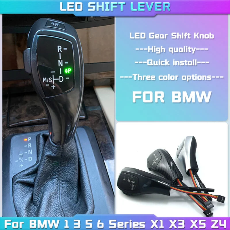 Pommeau de Levier de Vitesse LED BMW Série 1 3 5 6 - vue de face - Becquet Voiture