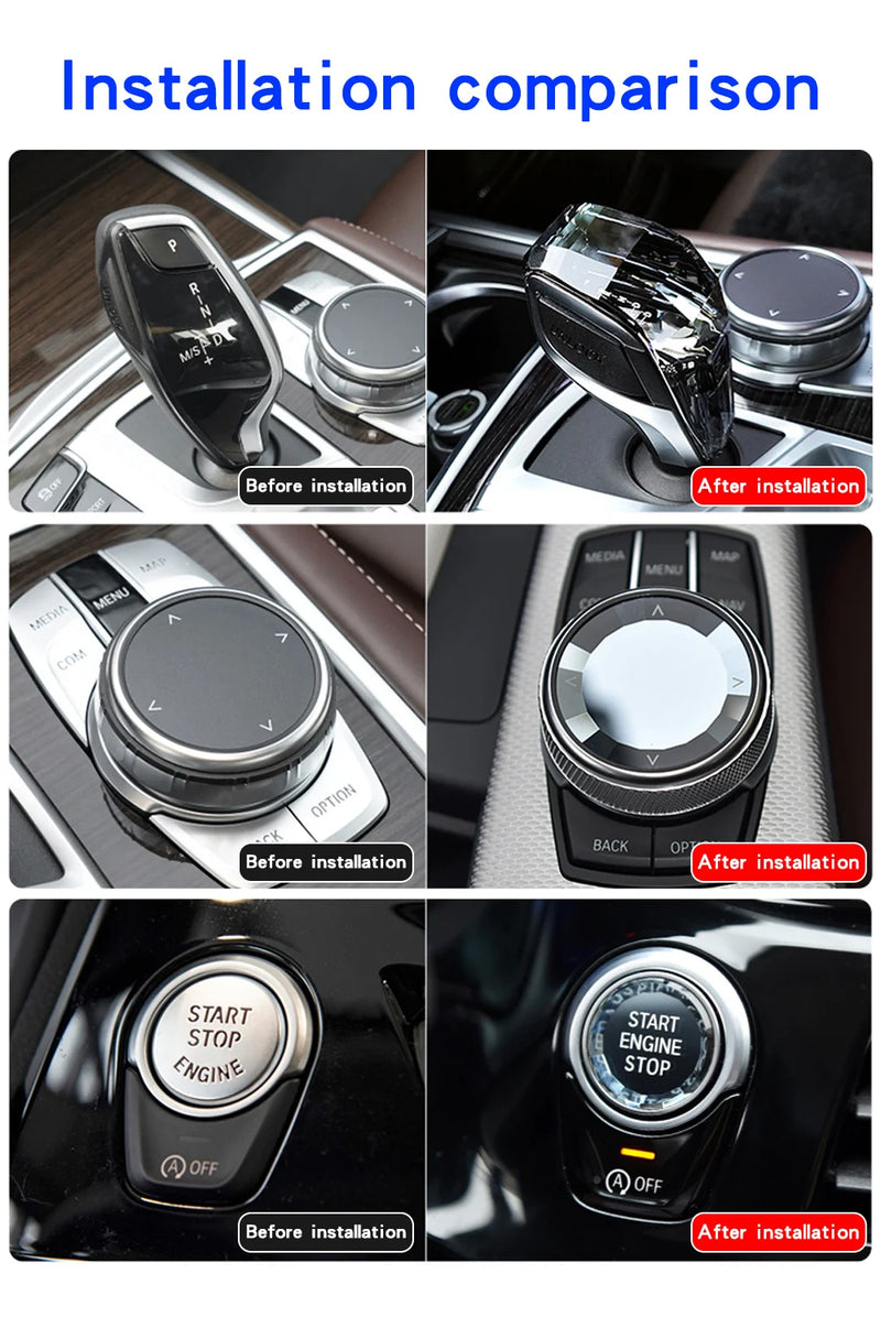 Pommeau de Vitesse Cristal BMW Série 5 X5 X6 G30 F15 - packshot studio - Becquet Voiture
