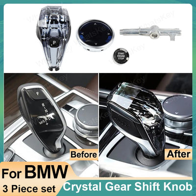 Pommeau de Vitesse Cristal BMW Série 5 X5 X6 G30 F15 - vue de profil - Becquet Voiture