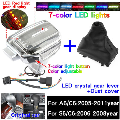 Pommeau de Vitesse LED Cristal Audi A4 A6 Q5 Q7 - packshot studio 2 - Becquet Voiture
