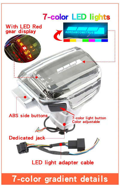 Pommeau de Vitesse LED Cristal Audi A4 A6 Q5 Q7 - vue arrière 2 - Becquet Voiture