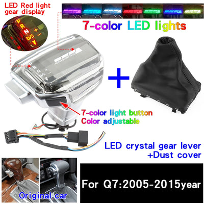 Pommeau de Vitesse LED Cristal Audi A4 A6 Q5 Q7 - vue de face 3 - Becquet Voiture