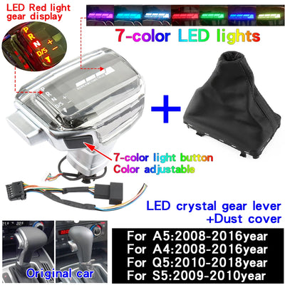 Pommeau de Vitesse LED Cristal Audi A4 A6 Q5 Q7 - vue rapprochée 2 - Becquet Voiture