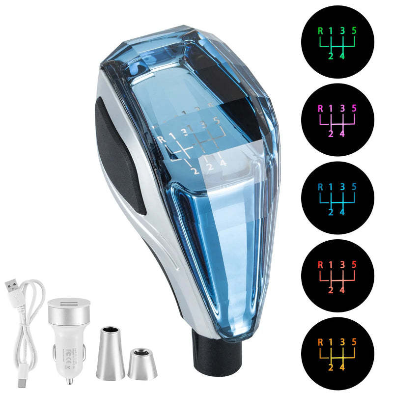 Universeller mehrfarbiger LED-Schaltknauf - Vorderansicht 2 - Becquet Voiture