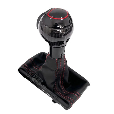 Pommeau Soufflet DSG Audi Cuir Carbone Alcantara - détail du montage - Becquet Voiture