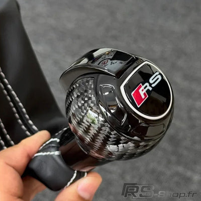 Pommeau Soufflet DSG Audi Cuir Carbone Alcantara - installé sur véhicule 3 - Becquet Voiture