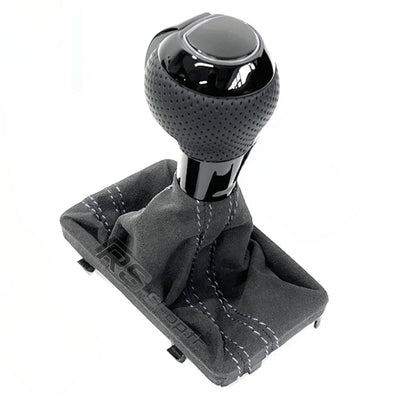 Pommeau Soufflet DSG Audi Cuir Carbone Alcantara - vue de dessus - Becquet Voiture