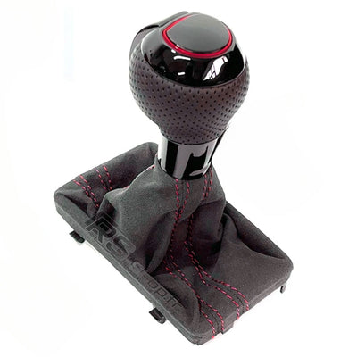 Pommeau Soufflet DSG Audi Cuir Carbone Alcantara - vue de face 2 - Becquet Voiture