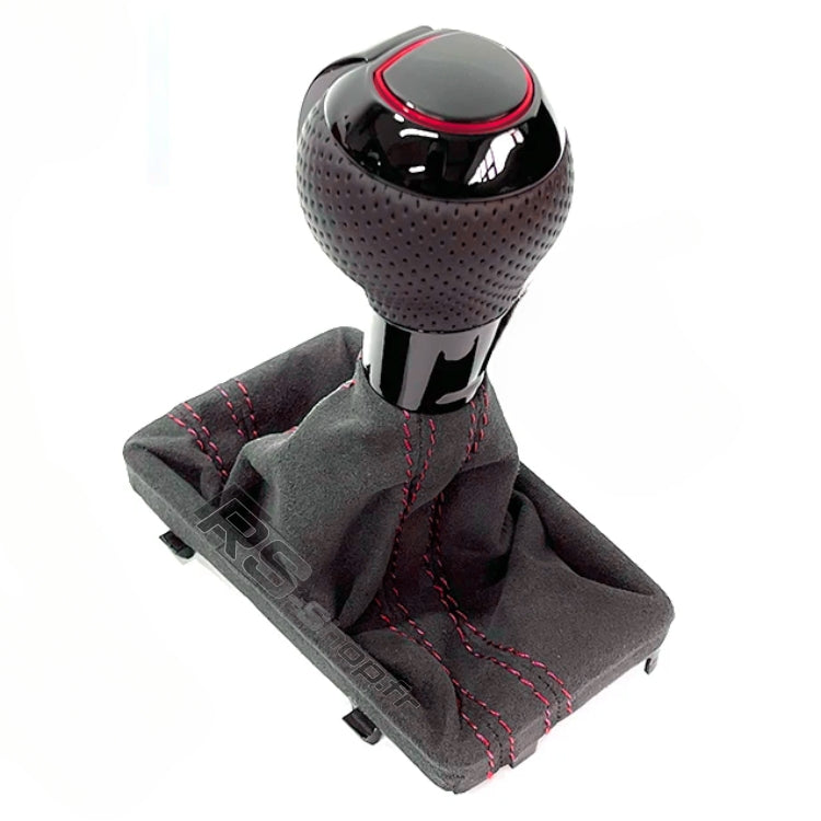 Pommeau Soufflet DSG Audi Cuir Carbone Alcantara - vue de face 2 - Becquet Voiture