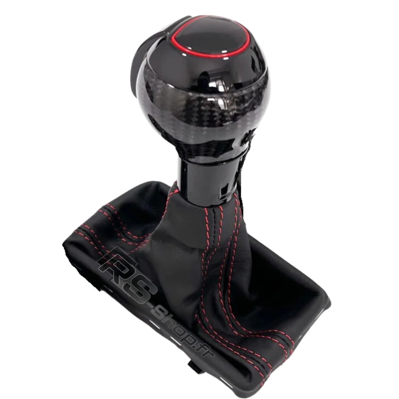 Pommeau Soufflet DSG Audi Cuir Carbone Alcantara - vue de face - Becquet Voiture