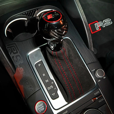 Pommeau Soufflet DSG Audi Cuir Carbone Alcantara - vue de profil - Becquet Voiture