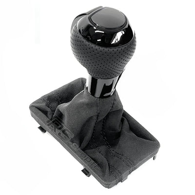 Pommeau Soufflet DSG Audi Cuir Carbone Alcantara - vue rapprochée - Becquet Voiture