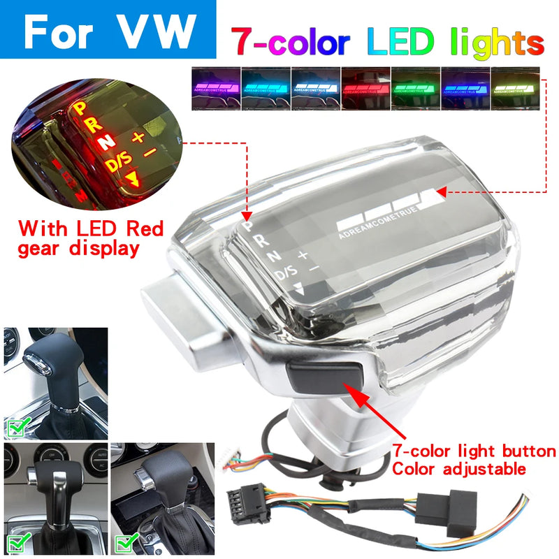 Pommeau Vitesse Cristal LED VW Audi Skoda Auto - installé sur véhicule 3 - Becquet Voiture