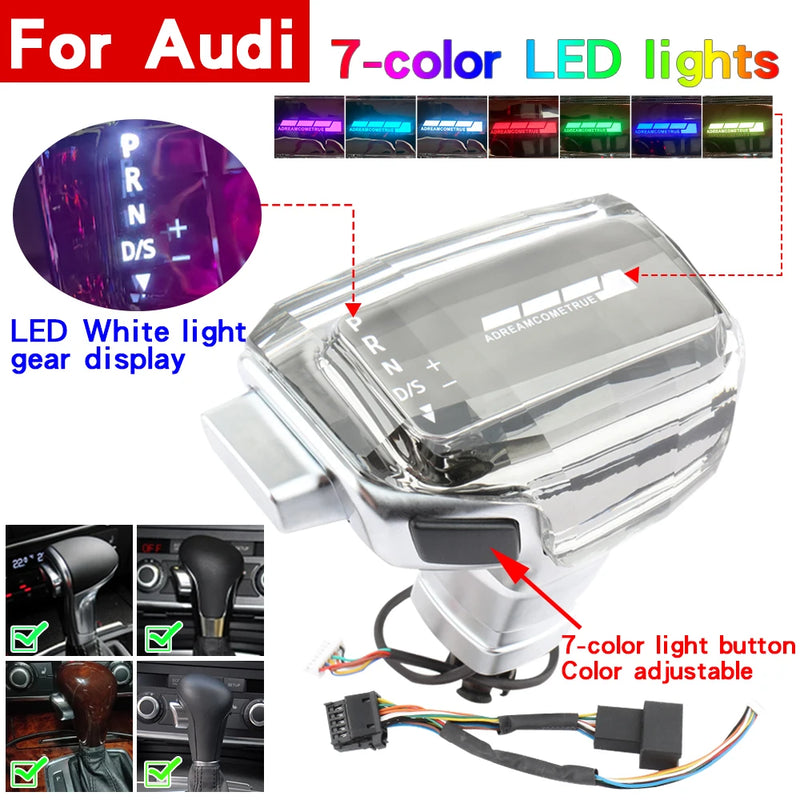Pommeau Vitesse Cristal LED VW Audi Skoda Auto - vue de face 4 - Becquet Voiture