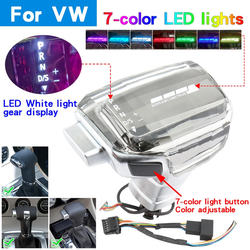 Pommeau Vitesse Cristal LED VW Audi Skoda Auto - vue de trois-quarts 3 - Becquet Voiture