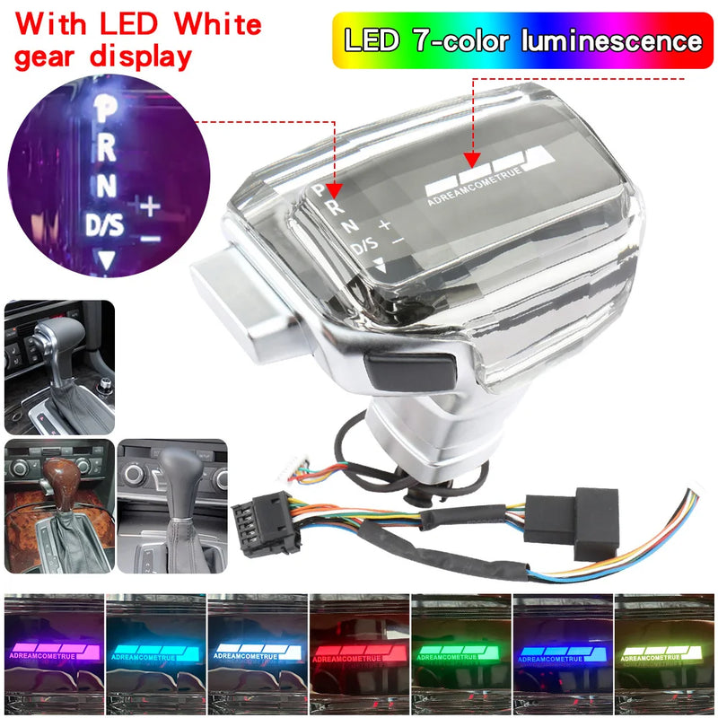 Pommeau Vitesse LED Cristal Audi A6 A4 Q5 Q7 A3 A5 A7 - vue rapprochée 2 - Becquet Voiture