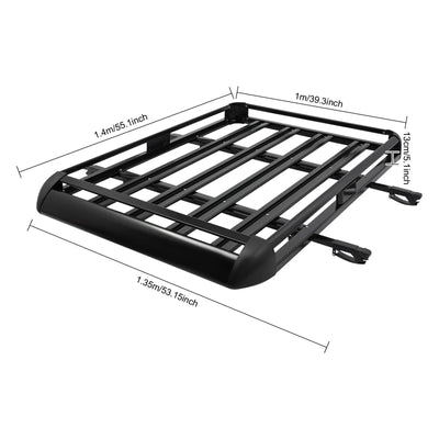 Porte-Bagages de Toit Aluminium Noir 140x100cm - vue de trois-quarts - Becquet Voiture