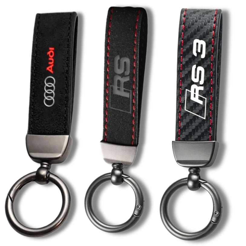 Porte Clé Audi Logo Métal Noir Modèles Variés - vue de face - Becquet Voiture