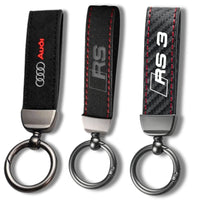 Black Metal Audi Logo Keychain, Various Models - front view - Becquet Voiture