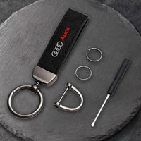 Black Metal Audi Logo Keychain, Various Models - side view - Becquet Voiture