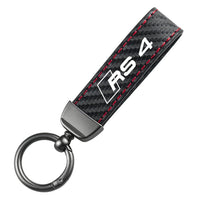 Black Metal Audi Logo Keychain, Various Models - close-up view 2 - Becquet Voiture