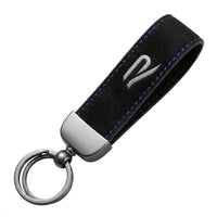 R MK8 Key Fob Blue Red Alcantara - side view - Becquet Voiture