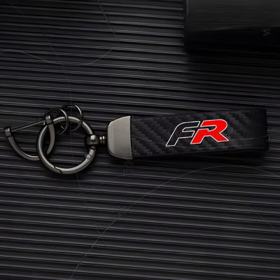 Porte Clé Seat FR Logo Noir Rouge - vue de profil - Becquet Voiture