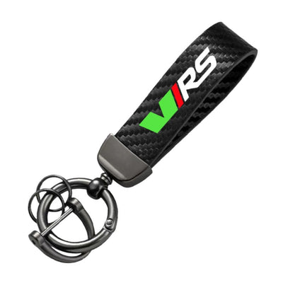 Porte Clé Skoda RS Carbone Logo Vert - vue de face - Becquet Voiture