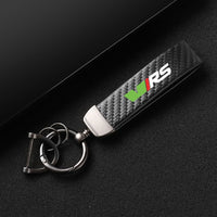 Porte Clé Skoda RS Carbone Logo Vert - vue de profil - Becquet Voiture