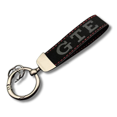 Porte Clé VW Golf GTE Alcantara Noir Rouge - vue de face - Becquet Voiture