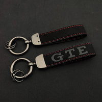 VW Golf GTE Black and Red Alcantara Keychain - side view - Becquet Voiture