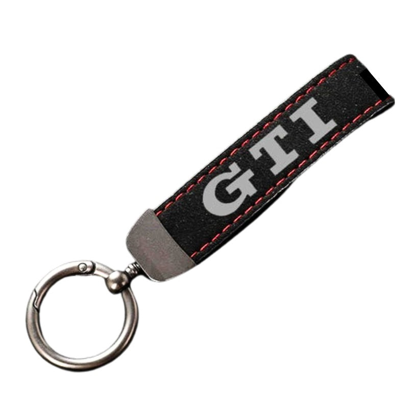 Porte-Clés VW Golf GTI Alcantara Noir Rouge - vue de face - Becquet Voiture