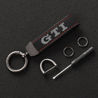 VW Golf GTI Black and Red Alcantara Keychain - three-quarter view - Becquet Voiture